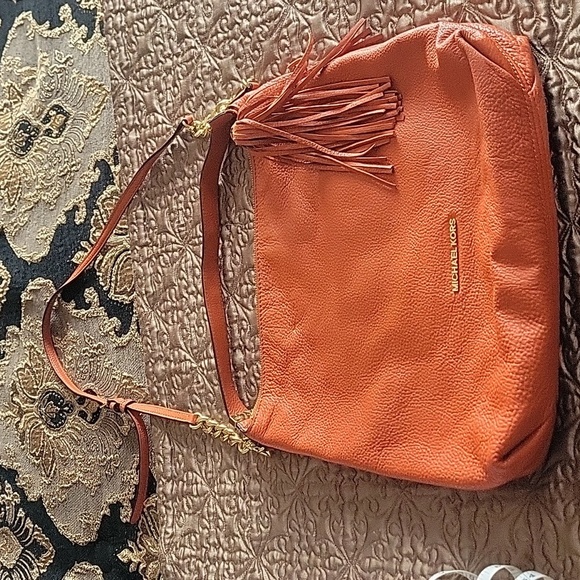 MICHAEL Michael Kors Handbags - Gorgeous burnt orange MK Michael Kors leather handbag gold tone with wallet